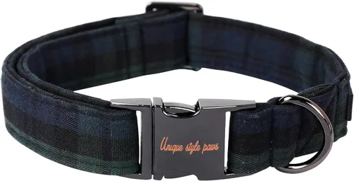 Miniatura 13 de Collar de perro de Navidad de Unique Style Paws con hebilla de plástico y colgante, a cuadros rojo y negro, collares de algodón para cachorros