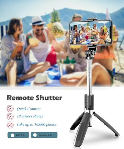 Miniatura 3 de Trípode para selfie stick extensible para teléfono con control remoto inalámbrico, portátil, ligero, para grabación de video, trípode de viaje