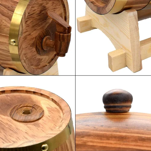 Miniatura 6 de Barriles de envejecimiento de roble de 3 L, dispensador de barril de whisky para el hogar, cubo de vino para vino, licores, cerveza y licor