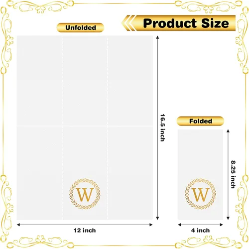 Miniatura 2 de 100 servilletas desechables con monograma de oro, toallas de mano decorativas con letra W, servilletas de cena para invitados, toallas de mano