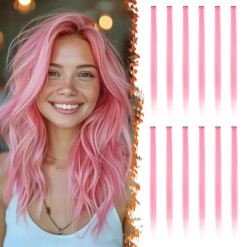 Miniatura 8 de BARSDAR Extensiones de cabello negro con clip, extensiones de cabello con clip de color para mujer, 22 pulgadas, 12 piezas, extensiones sintéticas