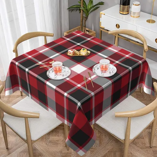 Miniatura 12 de 4th of July Tablecloth Square 60x60 Inch,Red White Buffalo Plaid Check Blue Patriotic Stars Table Cloth,Stain Resistance Polyester Independence Day