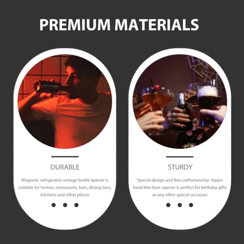 Miniatura 7 de Zerodeko Abrebotellas de cerveza magnético con diseño de cabeza hipopótamo, imán para refrigerador montado en la pared para cocina, bar, uso