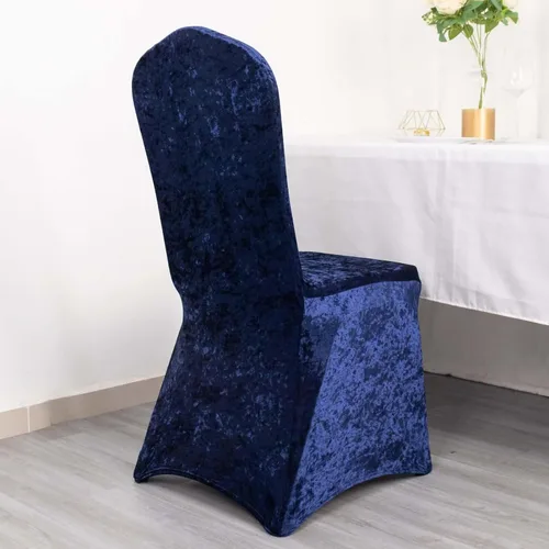 Miniatura 12 de Efavormart - Funda elástica para silla de banquete de terciopelo triturado y elastano negro con bolsillos para los pies, funda para silla de boda