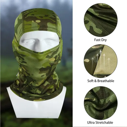 Miniatura 2 de Máscara facial de camuflaje militar bandana pasamontañas capucha para hombres y mujeres entrenamiento táctico ciclismo esquí resistente al viento