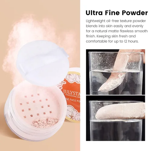 Miniatura 7 de Polvo de cara suelta de ajuste rosa, control de aceite minimiza los poros, maquillaje suelto para hornear cara, polvo fijador de maquillaje, acabado