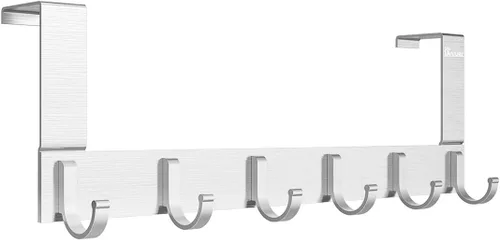 Miniatura 9 de Ganchos de puerta para colgar en la puerta, organizador de aluminio para toallas, soporte para baño Kithchen, 5 ganchos para colgar sobre la puerta