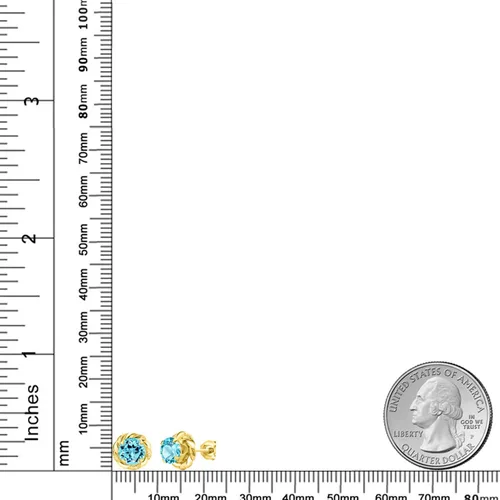 Miniatura 147 de Gem Stone King Aretes de plata de ley 925 de 0.236 in con piedra natal redonda para mujer