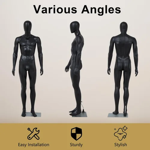 Miniatura 4 de Kinfant Maniquí Masculino de Cuerpo Completo - Modelo de Cuerpo Masculino Desmontable de 72.8" con Base de Metal, Maniquí para Venta al Detalle