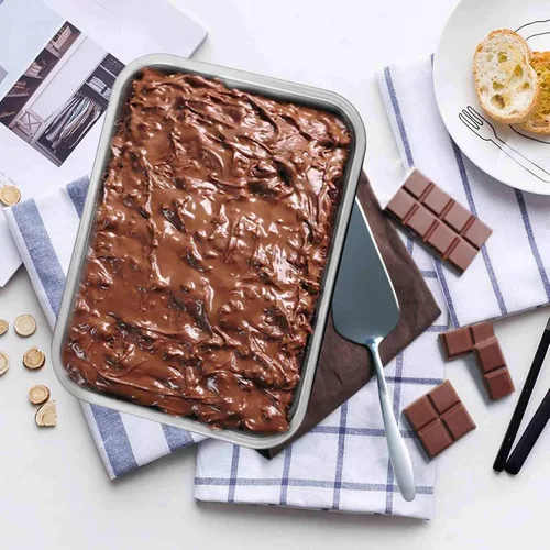 Miniatura 6 de TeamFar Sartén rectangular para tartas y brownies, de acero inoxidable, para lasaña, 8 x 10 x 3 pulgadas, libre de óxido y no tóxico, fácil