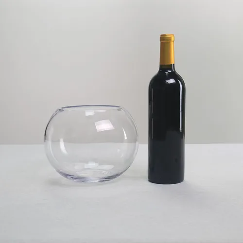 Miniatura 4 de CYS EXCEL Tazón de burbujas de vidrio (Altura-6" Ancho-8", Aprox. 3/4 Gal.) Pequeño jarrón redondo de terrario en forma de globo, florero central