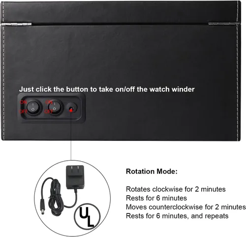 Miniatura 6 de Caja de exhibición automática de bobinador de reloj, 4 + 6 cajas de reloj giratorias automáticas con 4 motores silenciosos y 6 almohadas de reloj