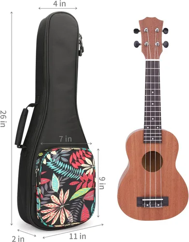 Miniatura 6 de MUINS Estuche para ukelele, 21 23 26 30. Estuche duradero y colorido para ukelele con acolchado más grueso para soprano, concierto, tenor con dobles