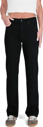 Pantalones clásicos de mezclilla de tiro medio y corte recto para mujer