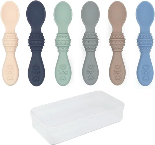 Miniatura 11 de Elk and Friends - Cucharas de silicona para bebés Estuche de viaje incluido Cuchara para bebés y niños pequeños de primera etapa Etapa