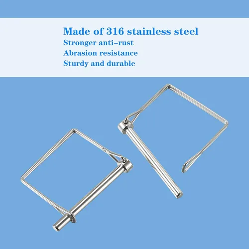 Miniatura 5 de Pasadores de enganche de remolque de alta resistencia, acero inoxidable 316, pasadores de acoplador de seguridad de 1/4 pulgada, 1.97 pulgadas