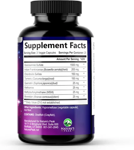 Miniatura 9 de Glucosamina condroitina, MSM y cúrcuma – Suplemento de apoyo articular extra fuerte con 1500 mg de sulfato de glucosamina por porción