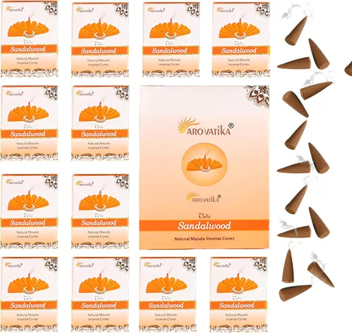 Miniatura 13 de ARO VATIKA Vedic Natural Masala 120 conos de incienso en paquete de 12 cajas 12 fragancias surtidas conos Dhoop Lo mejor para oración, reiki