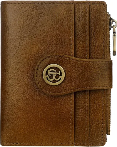 Miniatura 15 de Billetera de cuero para mujeres, billetera pequeña con bloqueo RFID para mujeres, billetera compacta de dos pliegues con tarjetero, ventana