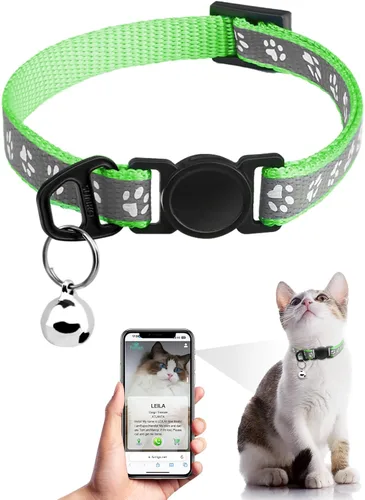 Miniatura 10 de Collar de Gato con Liberación de Seguridad con Etiqueta de Nombre de Código QR, Collares Reflectantes para Gatitos con Cascabel, Etiqueta