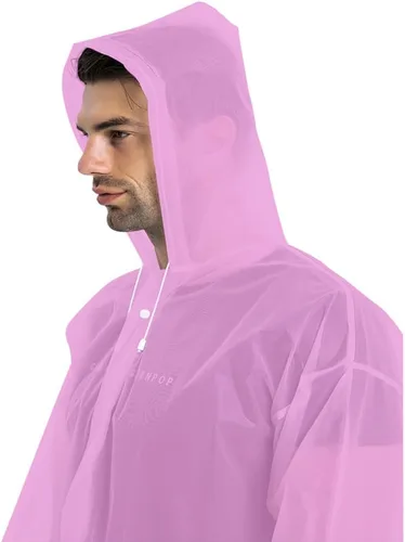 Miniatura 38 de Abrigos de lluvia (paquete de 2) – Ponchos de lluvia reutilizables de EVA para adultos, chaquetas impermeables para hombres y mujeres