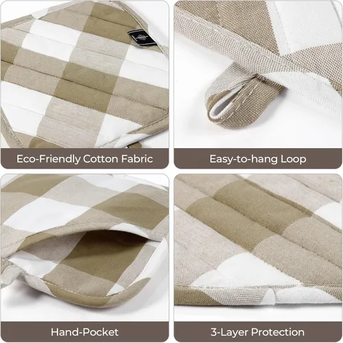 Miniatura 3 de Agarraderas de algodón para cocina resistentes al calor, almohadillas calientes, juego de salvamanteles antideslizantes para ollas de cocina