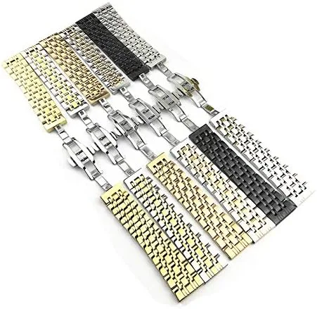 Miniatura 6 de DAHASE Correa de reloj de acero inoxidable con extremo recto curvo 2 en 1, 12, 14, 15, 16, 17, 18, 19, 20, 21, 22, 23, 24, 1.024 in, correa