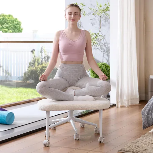 Miniatura 8 de Pinmoco Silla de Oficina para Sentarse con Piernas Cruzadas con Ruedas, Silla de Meditación, Silla TDAH para Adultos, Respaldo y Asiento más Anchos