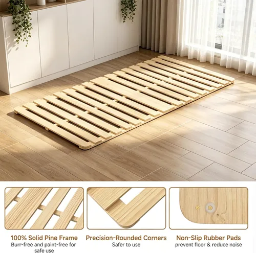 Miniatura 3 de LILYPELLE Floor Bed Frame, Foldable Tatami Bed Frame, Breathable Moisture-Proof Bed Plate, Japanese Floor Bed, Wood Slatted Floor Bed Frame for