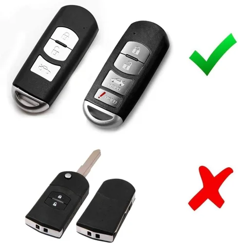 Miniatura 2 de iJDMTOY Funda de silicona suave con acabado de fibra de carbono compatible con Mazda 2 3 5 6 CX-3 CX-5 CX-7 CX-9 MX-5 llavero sin llave