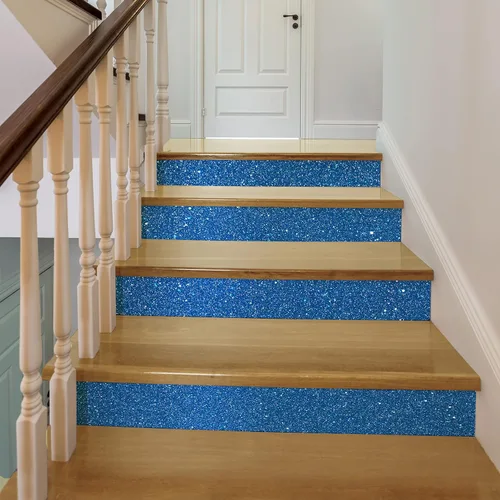 Miniatura 2 de CRE8TIVE Borde de Papel Tapiz Azul con Purpurina de Tela Papel Tapiz con Purpurina Pegar y Despegar Removible Autoadhesivo Borde de Papel Tapiz Azul