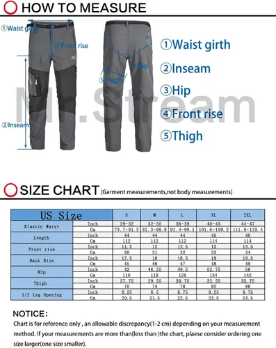 Miniatura 6 de Mr.Stream Men's Walking Windproof Breathable Camping Quick Drying Outdoor Convertible Hiking Pants