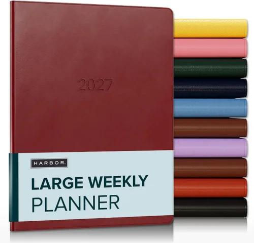Miniatura 17 de Harbor Agenda semanal y mensual grande 2025-2026 – Agenda con calendario y cuaderno, piel sintética duradera, 192 páginas, tapa blanda