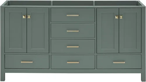 Miniatura 77 de ARIEL Cambridge - Mueble base de tocador de baño de 36 pulgadas, madera maciza, 2 puertas de cierre suave, 5 cajones de cola de milano