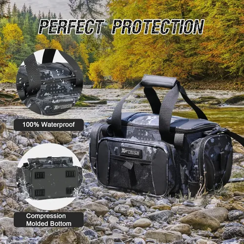 Miniatura 4 de X Strike Bolsa de pesca - Almacenamiento impermeable con 4 cajas de aparejos 3600, bolsa de hombro de agua salada y agua dulce para camping, caza