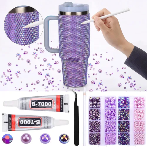 Miniatura 12 de Kit de perlas y diamantes de imitación con parte trasera plana de oro negro, 3929 unidades, diamantes de imitación de resina de tamaño mixto
