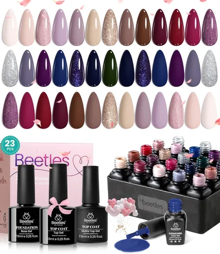 Miniatura 18 de beetles colección “Fantasyland” - Esmaltes en gel permanentes, de 20 colores, pastel, rosa brillante, morado, azul marino, verde y con brillantina