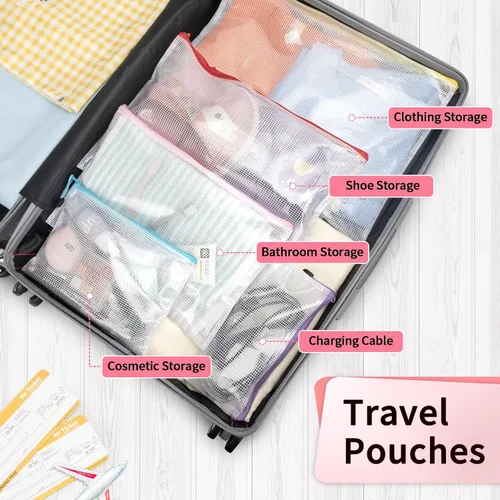 Miniatura 7 de Umriox Bolsas de malla con cremallera, A3+A4 (12 colores, 24 paquetes), bolsas de almacenamiento grandes, bolsas con cremallera para suministros