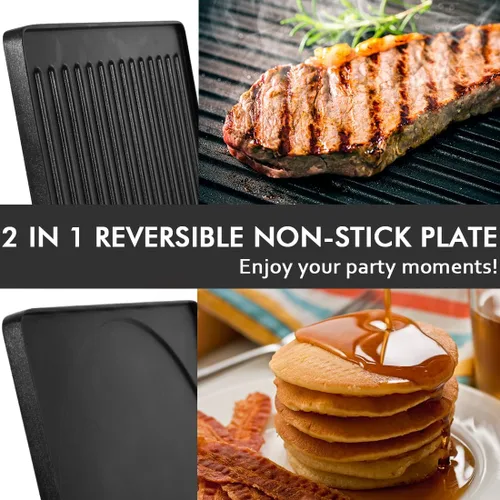 Miniatura 3 de Parrilla de Mesa Raclette, CUSIMAX Parrilla Eléctrica, Parrilla de Interior Parrilla Coreana BBQ con Placa Antiadherente Reversible 2 en 1, Máquina