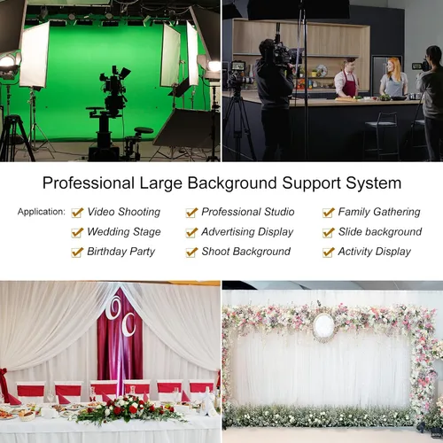 Miniatura 6 de LINCO Soporte de fondo para fiestas, 9 x 20 pies, kit de fondo de estudio de video resistente 4166 para bodas, fiestas, sesión de fotos