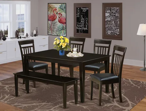 Miniatura 2 de East West Furniture CAP6S-CAP-LC - Juego de mesa y sillas de cocina de 6 piezas contiene una mesa de comedor rectangular y 4 sillas de comedor