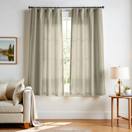 Miniatura 118 de JINCHAN Cortinas de lino de 108 pulgadas de largo, juego de 2 paneles, cortinas de ventana para sala de estar y dormitorio, cortinas