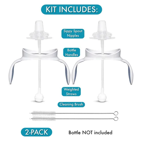 Miniatura 2 de Kit de conversión de vasos para biberones anticólicos Philips Avent, 2 unidades, pezones de silicona suave de grado alimenticio, popote pesado, asas
