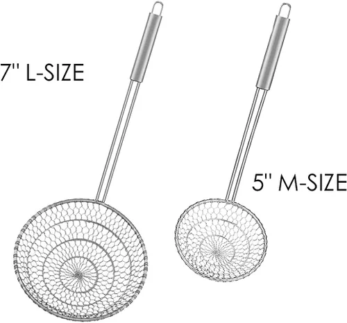 Miniatura 9 de Espumadera con red espiral, utensilios asiáticos en acero inoxidable, Plateado