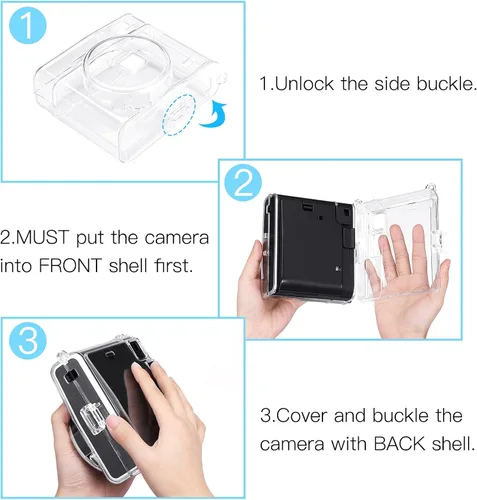 Miniatura 4 de Fintie Funda protectora transparente para cámara de película instantánea Fujifilm Instax Mini 40, cubierta de PVC duro con correa de hombro