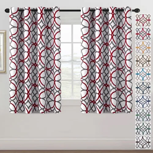 Miniatura 39 de H.VERSAILTEX Cortinas opacas con diseño impreso de 54 pulgadas de largo, juego de 2 paneles de cortinas con aislamiento térmico para dormitorio