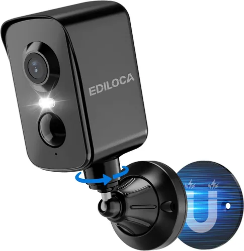 Miniatura 10 de Ediloca Cámaras de seguridad inalámbricas para exteriores, 2K Pan Rotación de 300° Cámara WiFi alimentada por batería con detección humana PIR