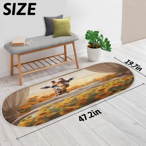 Miniatura 2 de Lindas alfombras de baño de jirafa, girasoles, tapete de baño antideslizante de microfibra, tapete de baño absorbente y lavable a máquina, tapete a-4