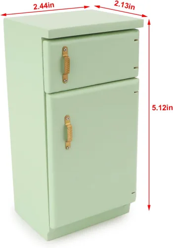 Miniatura 4 de Casa de muñecas a escala 1/12, muebles de cocina en miniatura, estilo retro simple, accesorio para refrigerador, decoración de modelo de Verde claro