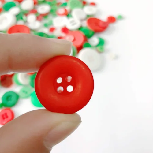 Miniatura 2 de Greentime 350-400 PCS Botones de Resina de Navidad Botones Surtidos de 2 y 4 Agujeros Redondos para Manualidades para Decoraciones de Fiestas